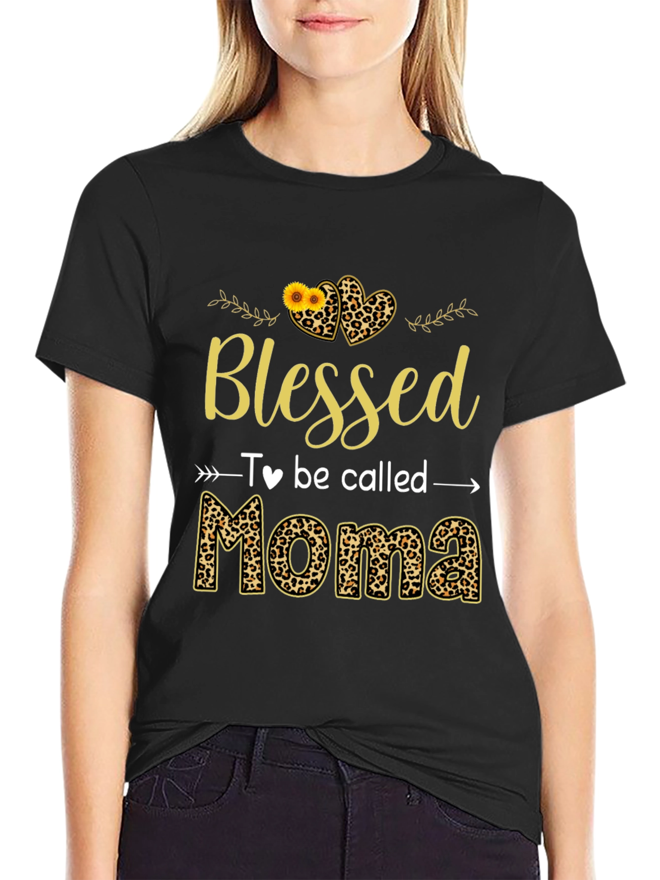 Blessed Moma Leopard Print Graphic T-Shirt