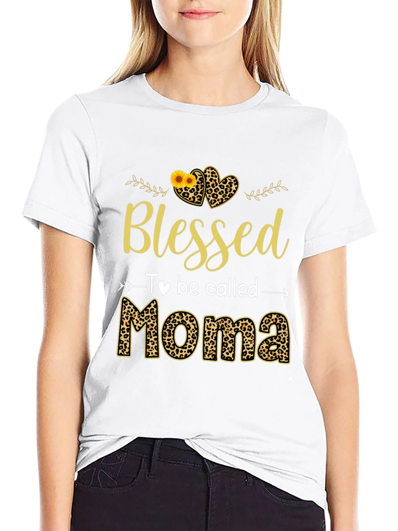 Blessed Moma Leopard Print Graphic T-Shirt