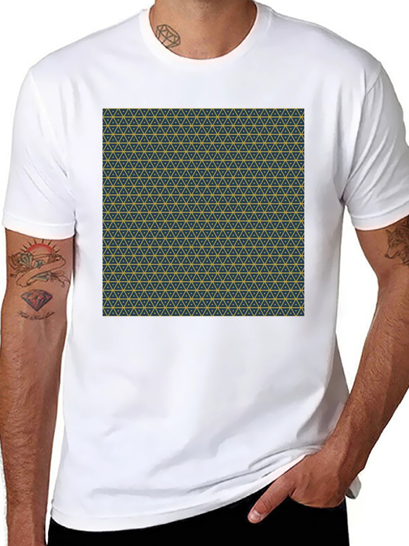 Geometric Print Crew Neck T-Shirt