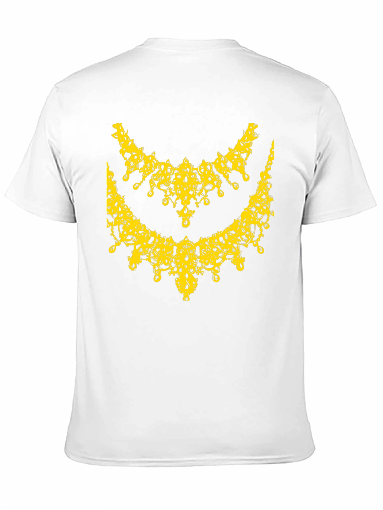 Elegant Yellow Necklace Design Black T-Shirt