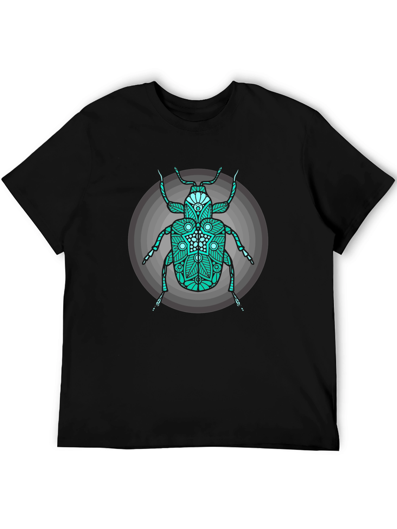 Teal Beetle Graphic Print Crew Neck T-Shirt