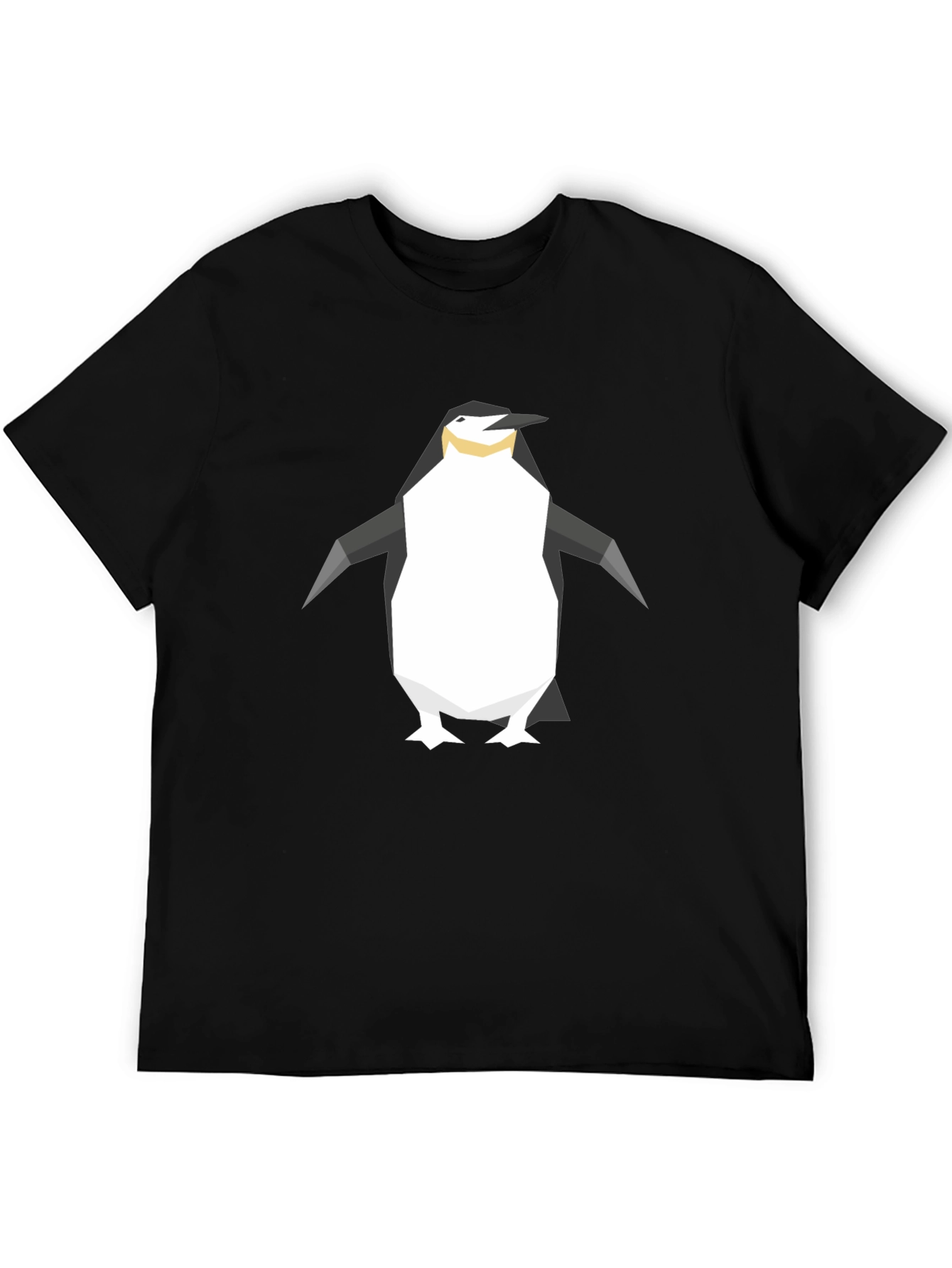 Geometric Penguin Graphic Tee - Black Cotton T-Shirt
