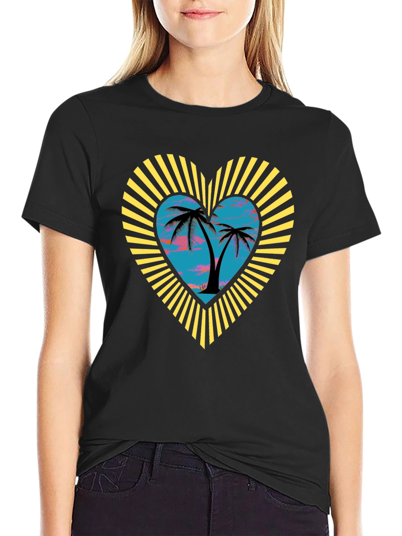 Tropical Heart Tee - Black T-Shirt