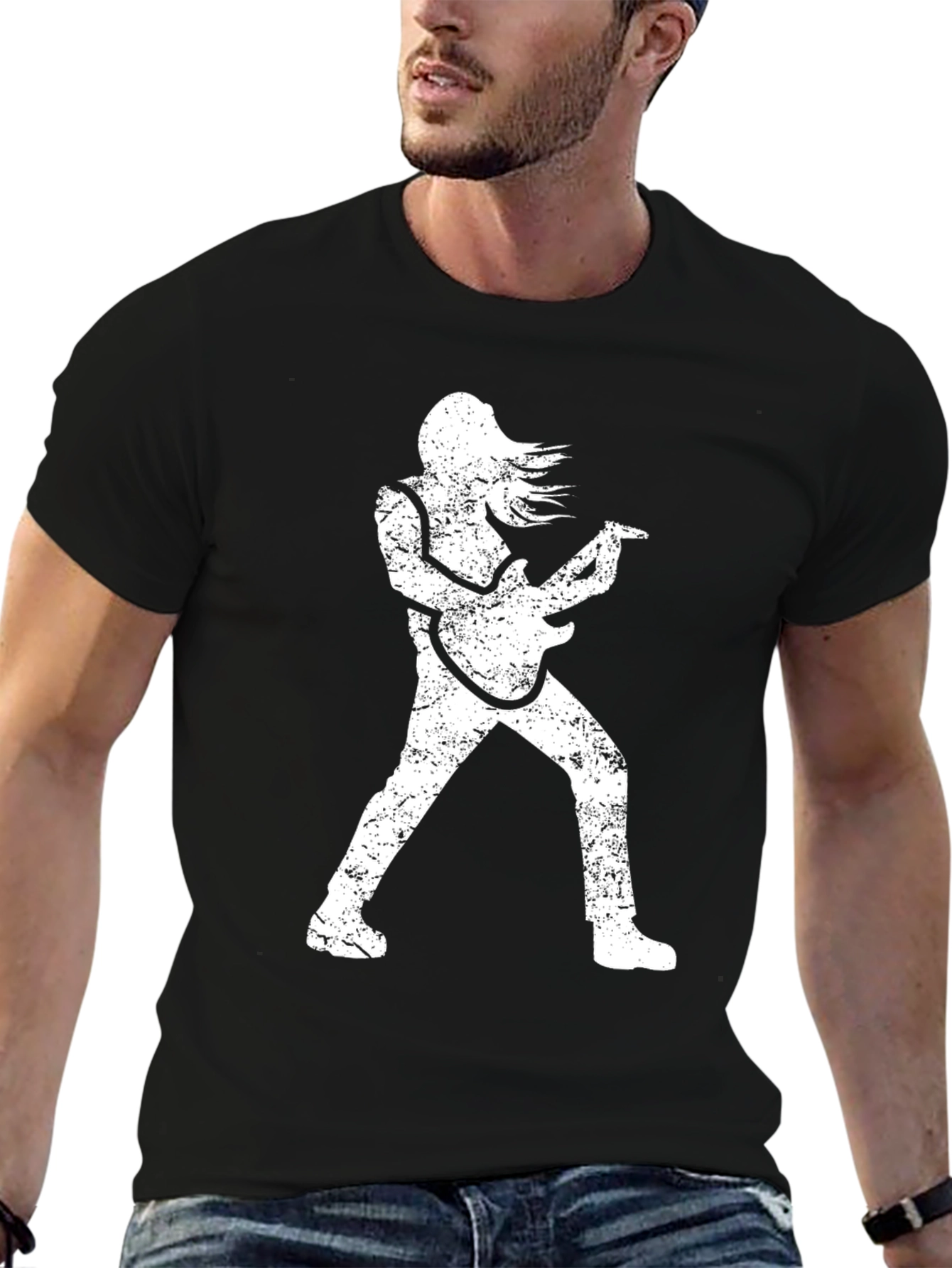 Rock Star Graphic T-Shirt - Distressed Look