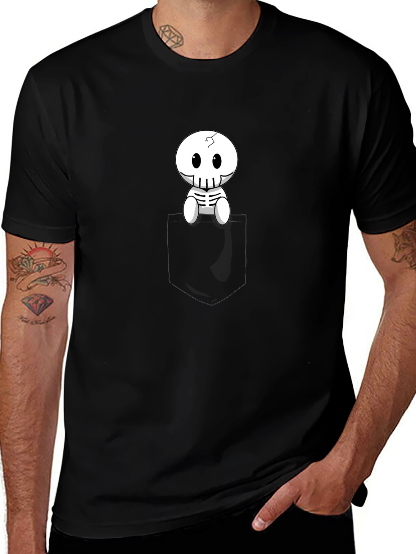 Pocket Skeleton Graphic Tee - Black