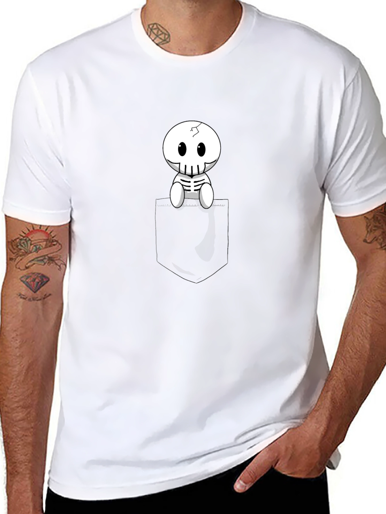 Pocket Skeleton Graphic Tee - Black
