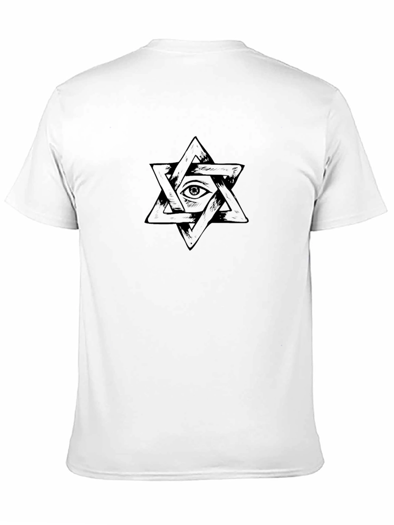 Mens Black T-Shirt - Star of David Eye Design
