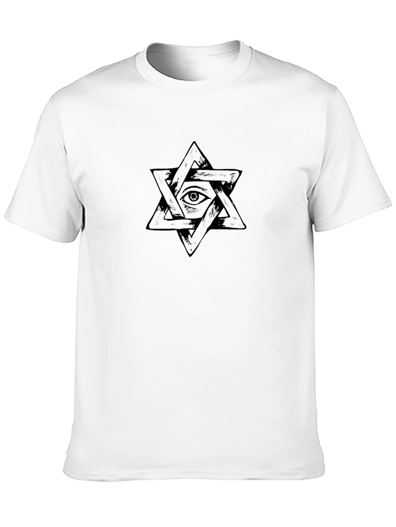 Mens Black T-Shirt - Star of David Eye Design