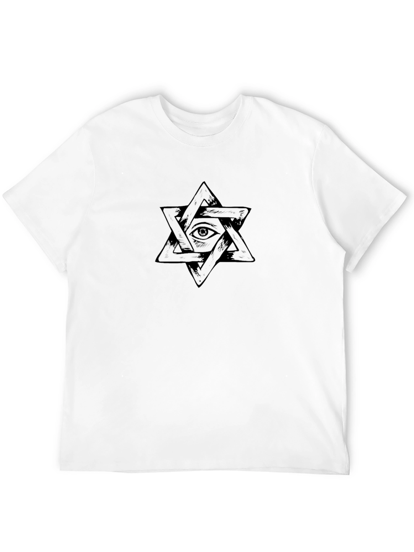 Mens Black T-Shirt - Star of David Eye Design
