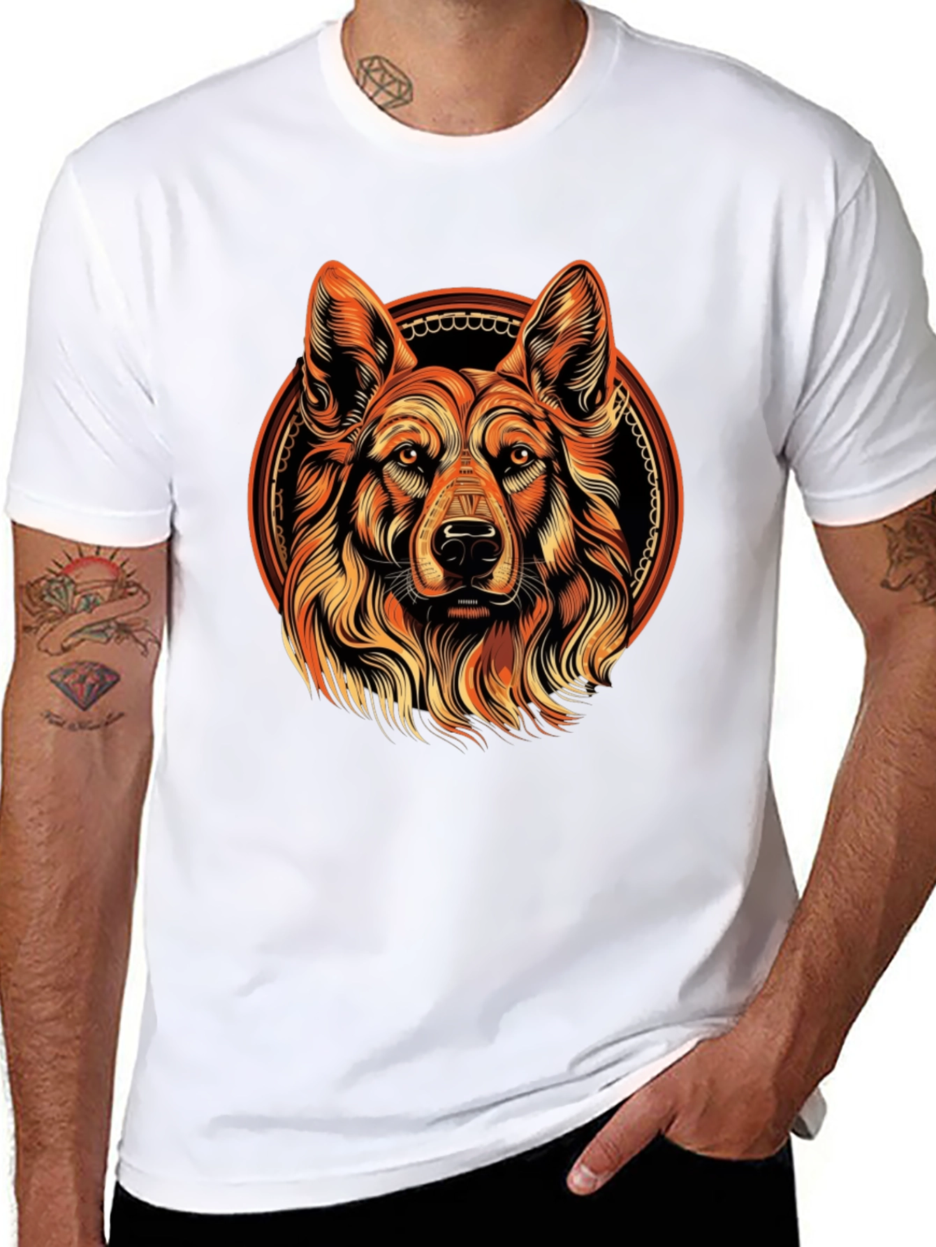 Dog Portrait Graphic Tee - Black