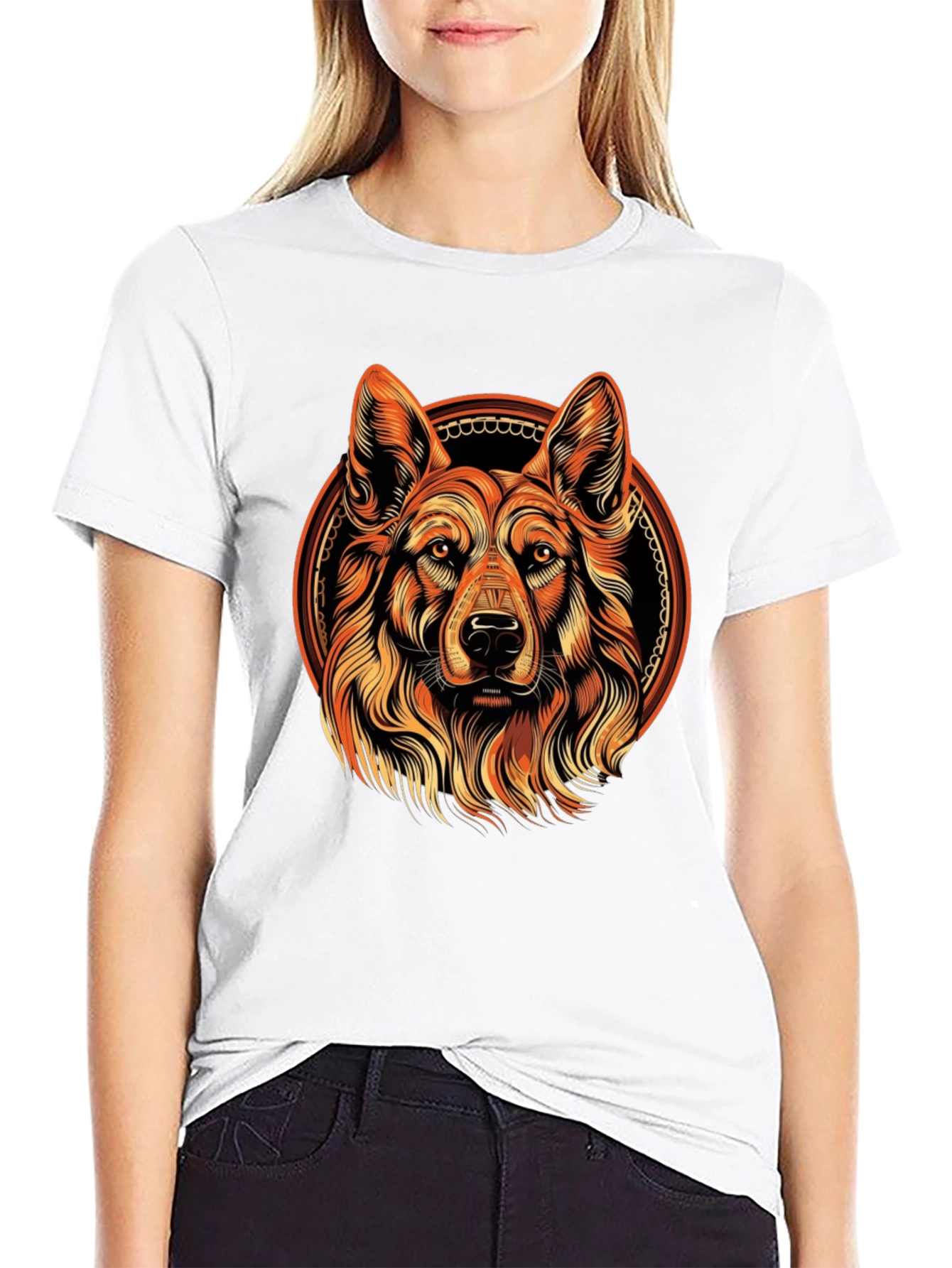 Dog Portrait Graphic Tee - Black