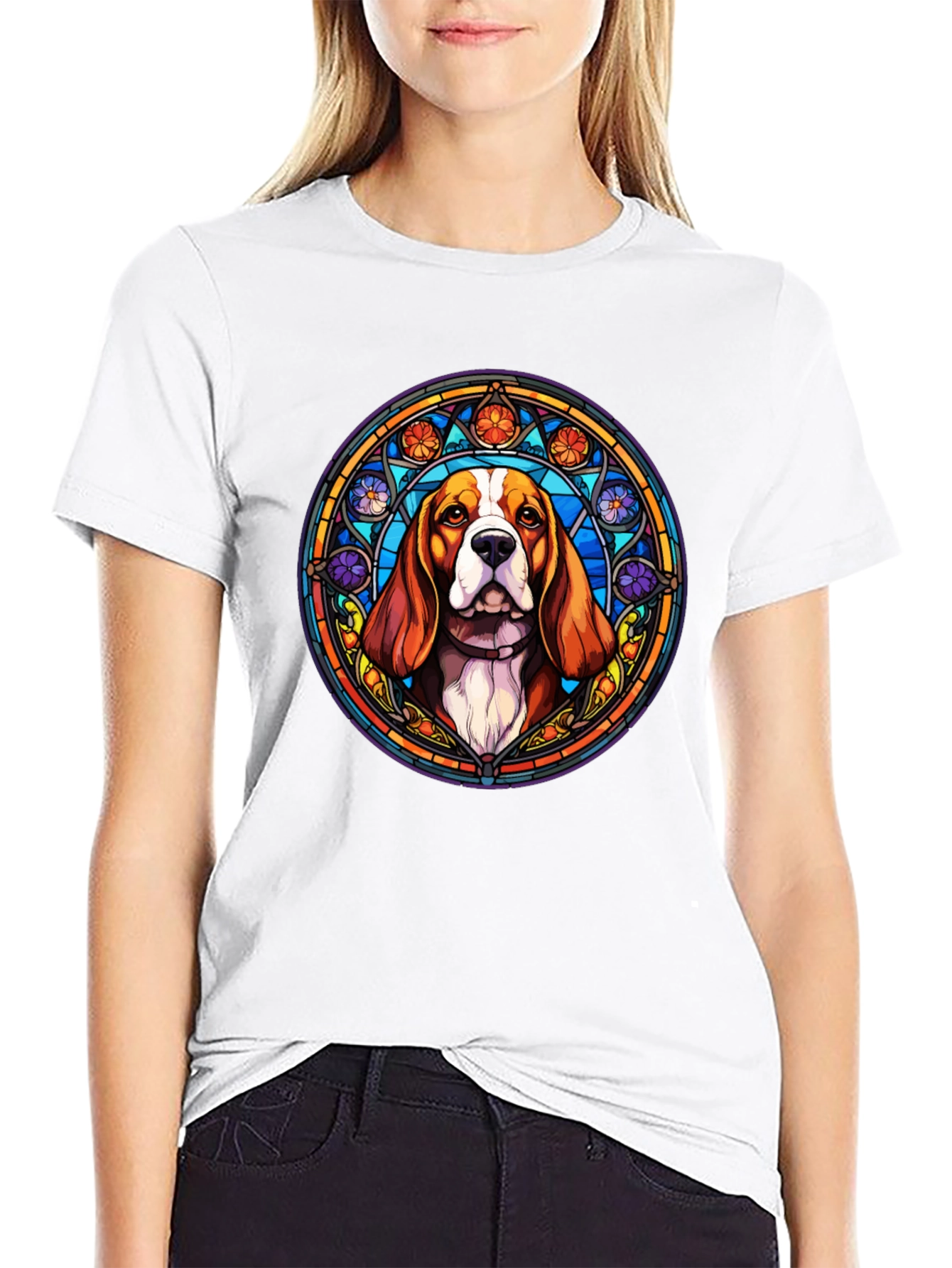 Stained Glass Beagle Dog T-Shirt - Unique Art Tee