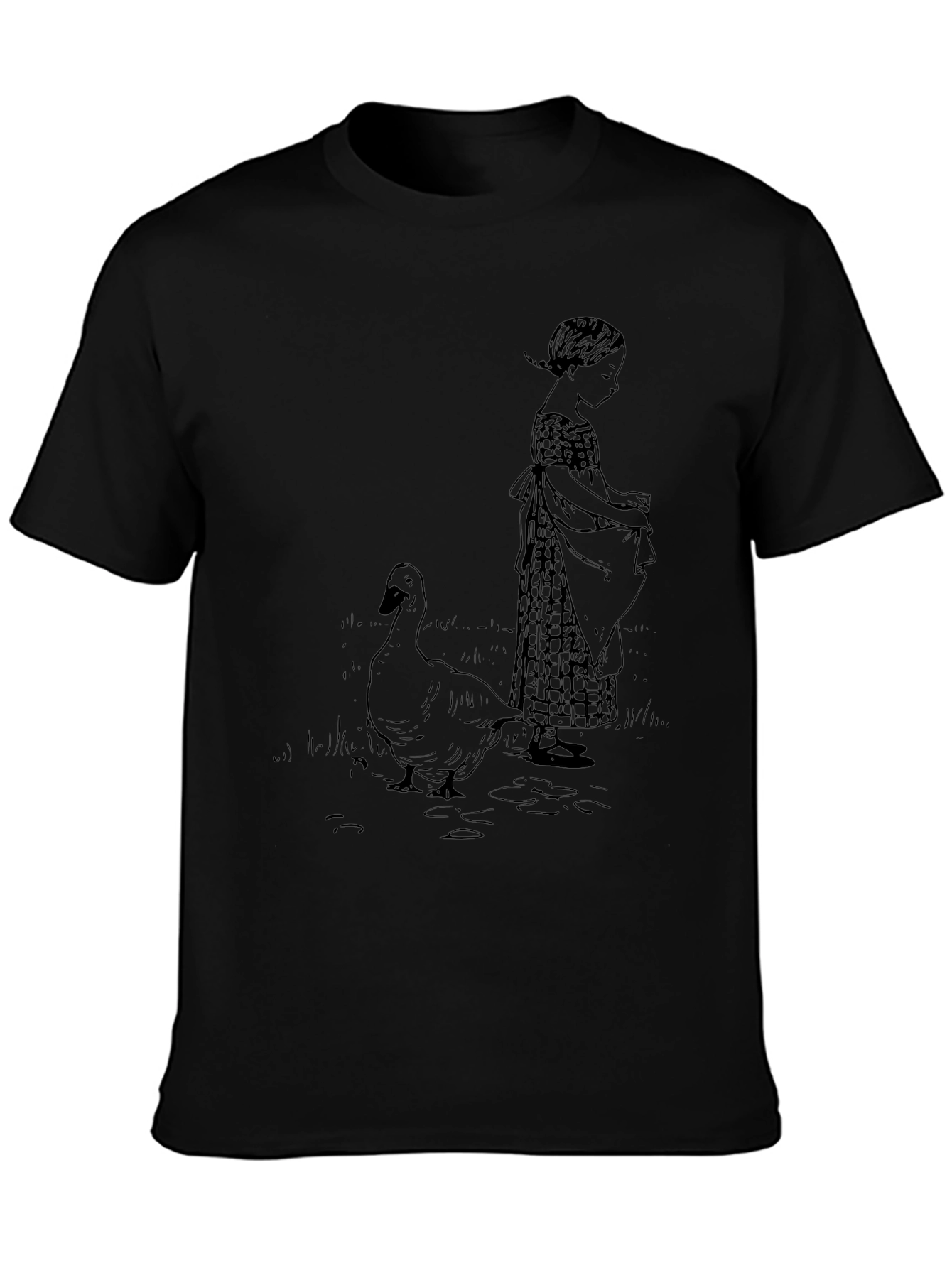 Girl and Goose Black T-Shirt