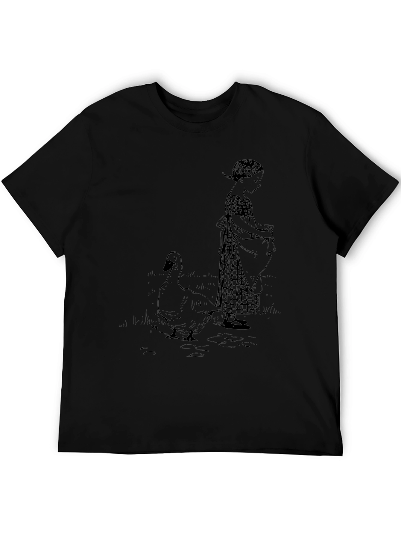 Girl and Goose Black T-Shirt
