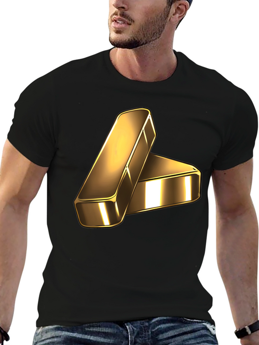 Gold Bar Graphic Tee - Metallic Shine Black T-Shirt