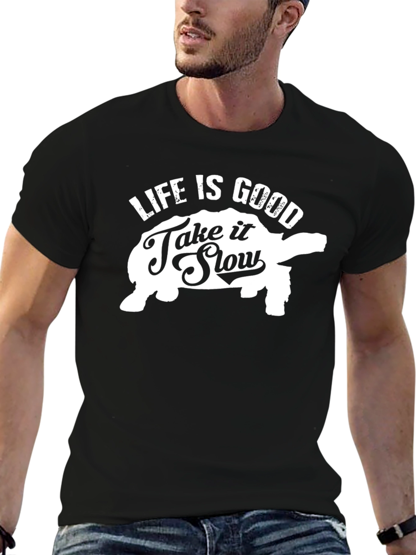 Life is Good Turtle Graphic Black T-Shirt