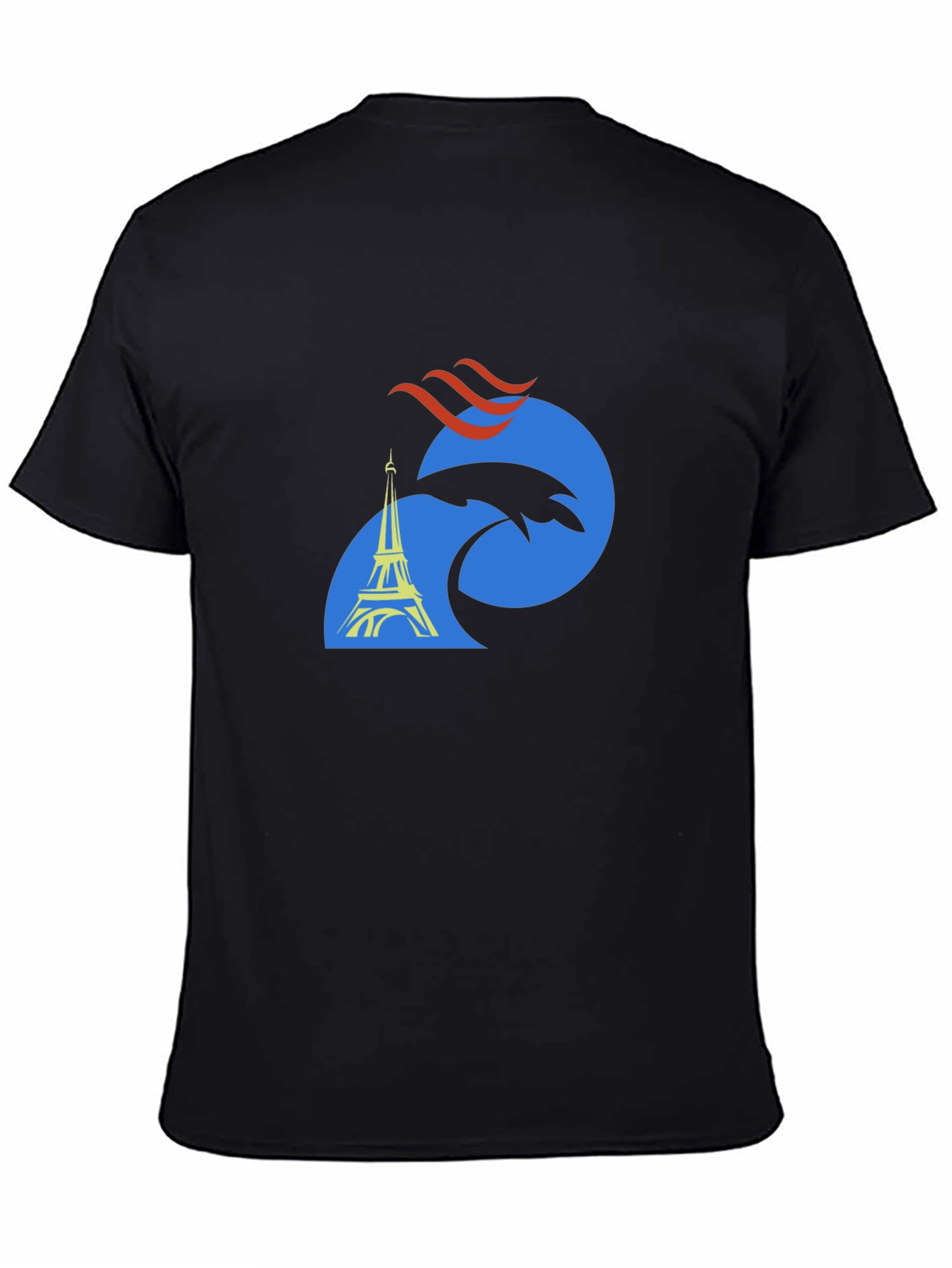 Paris Eiffel Tower Graphic Tee - Mens Black T-Shirt