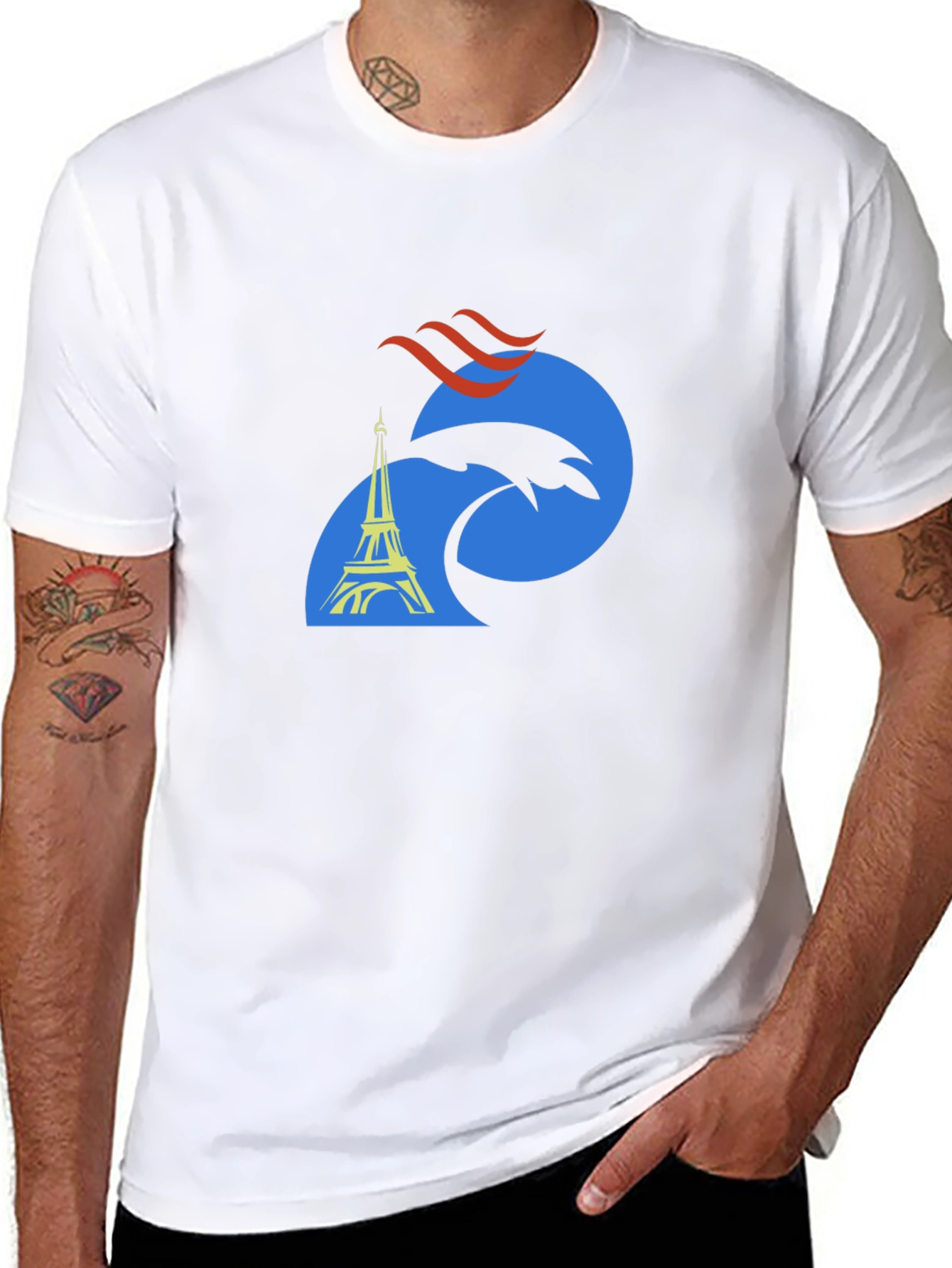 Paris Eiffel Tower Graphic Tee - Mens Black T-Shirt