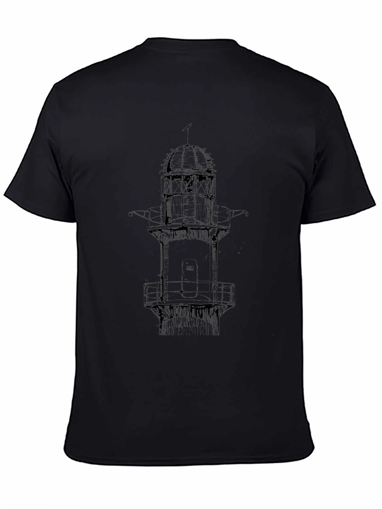 Lighthouse Graphic Print Black T-Shirt