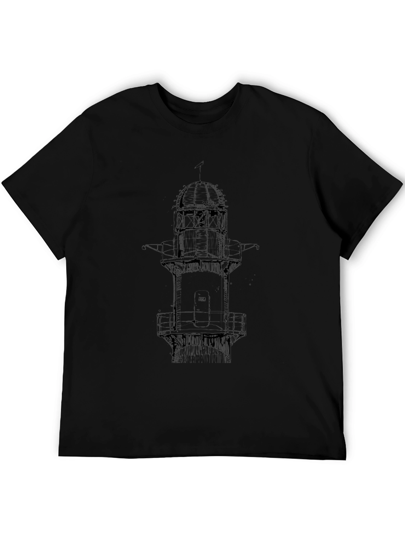 Lighthouse Graphic Print Black T-Shirt