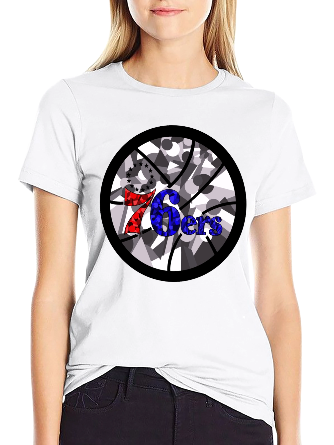 76ers Basketball Graphic Black T-Shirt