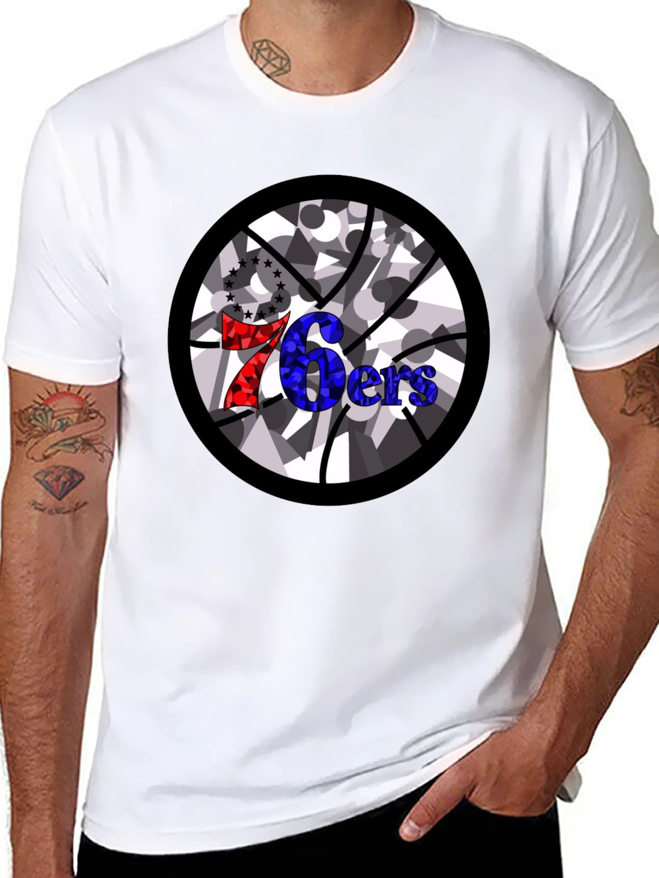 76ers Basketball Graphic Black T-Shirt