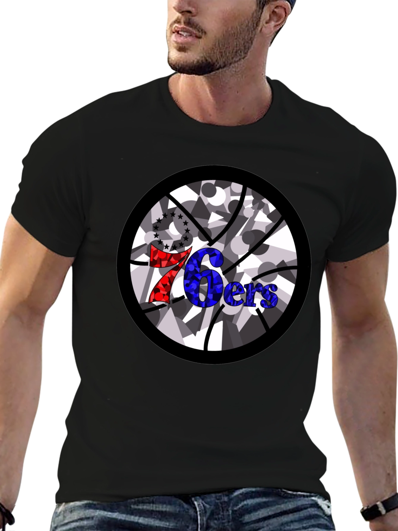 76ers Basketball Graphic Black T-Shirt