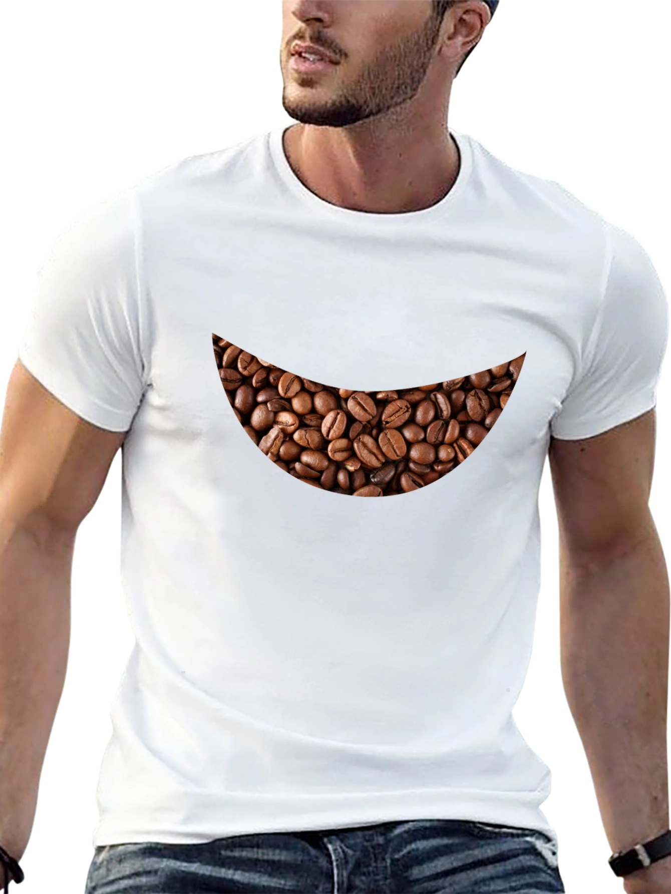 Coffee Bean Smile Black T-Shirt - Brewtiful!