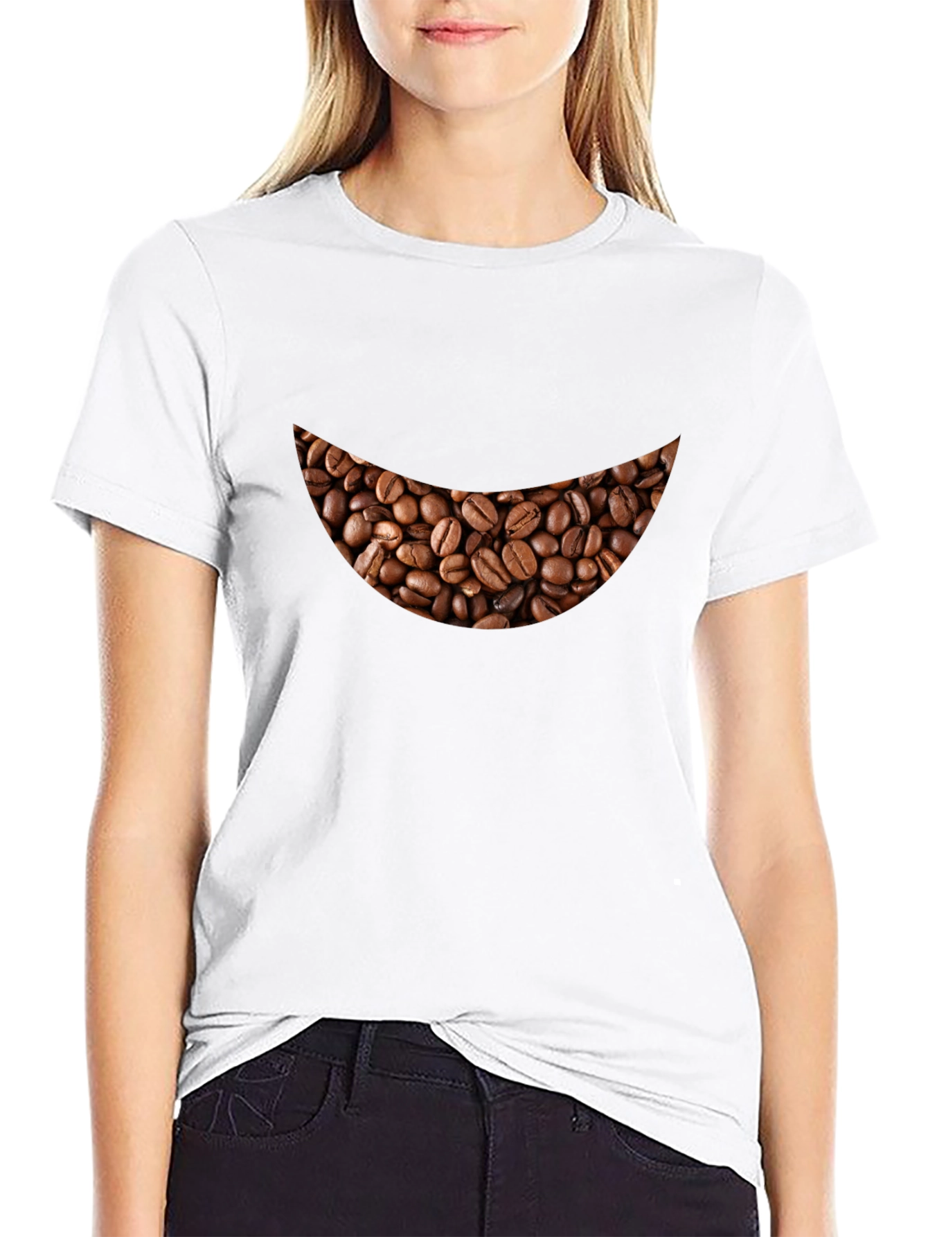 Coffee Bean Smile Black T-Shirt - Brewtiful!