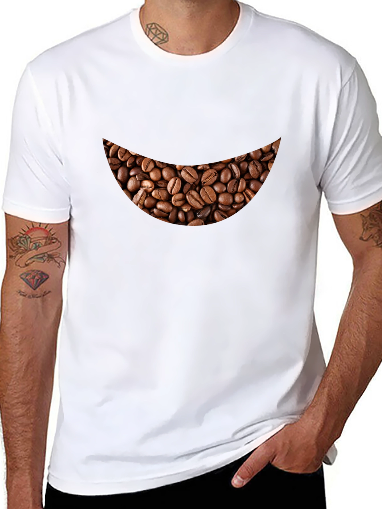 Coffee Bean Smile Black T-Shirt - Brewtiful!