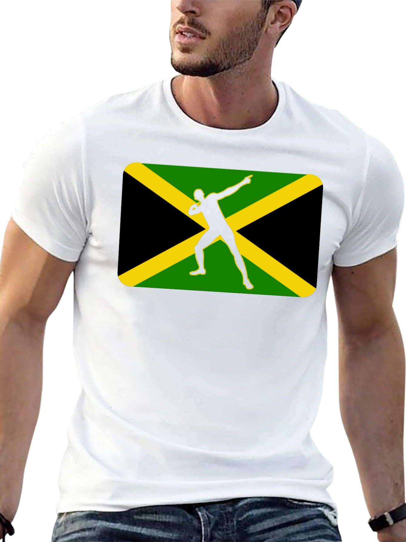Jamaican Bolt T-Shirt: Black Cotton Tee