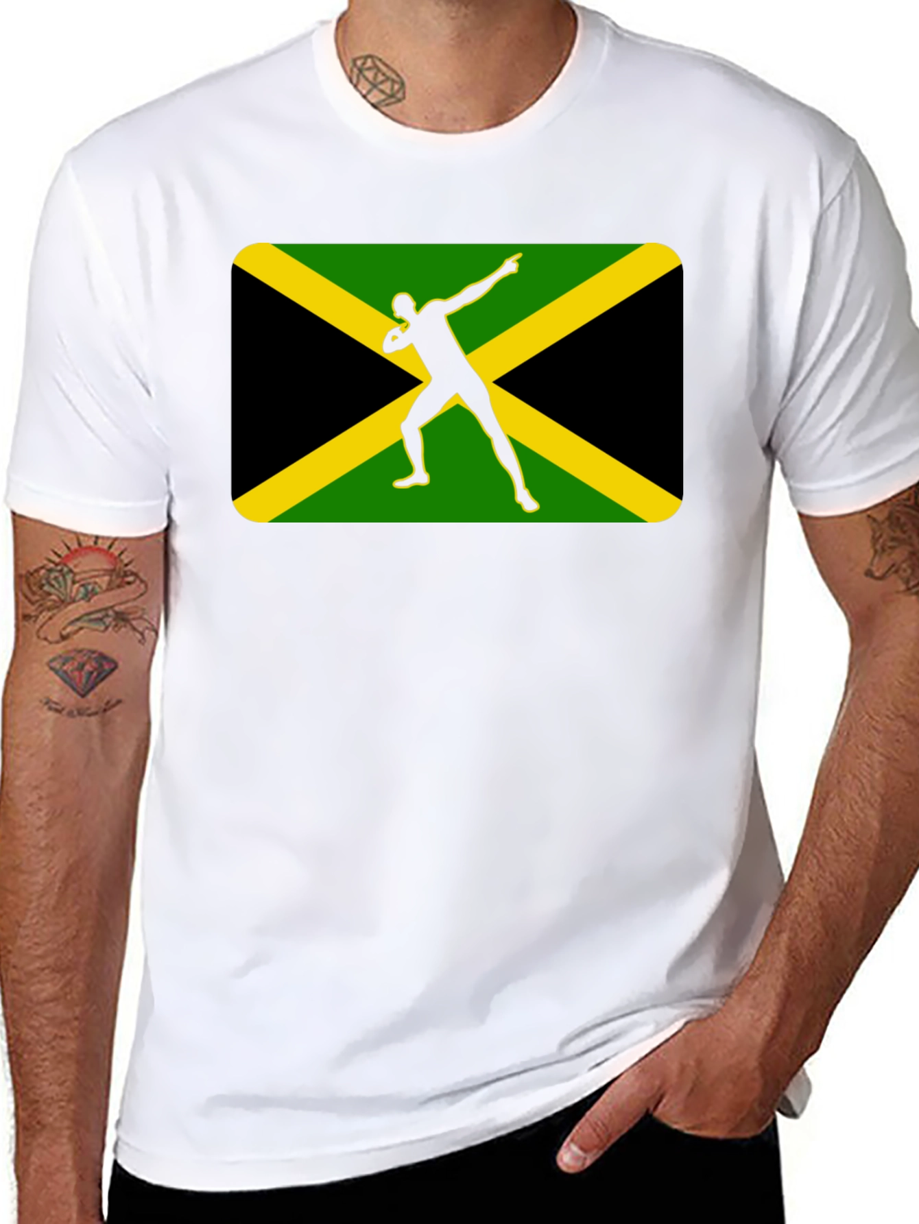 Jamaican Bolt T-Shirt: Black Cotton Tee
