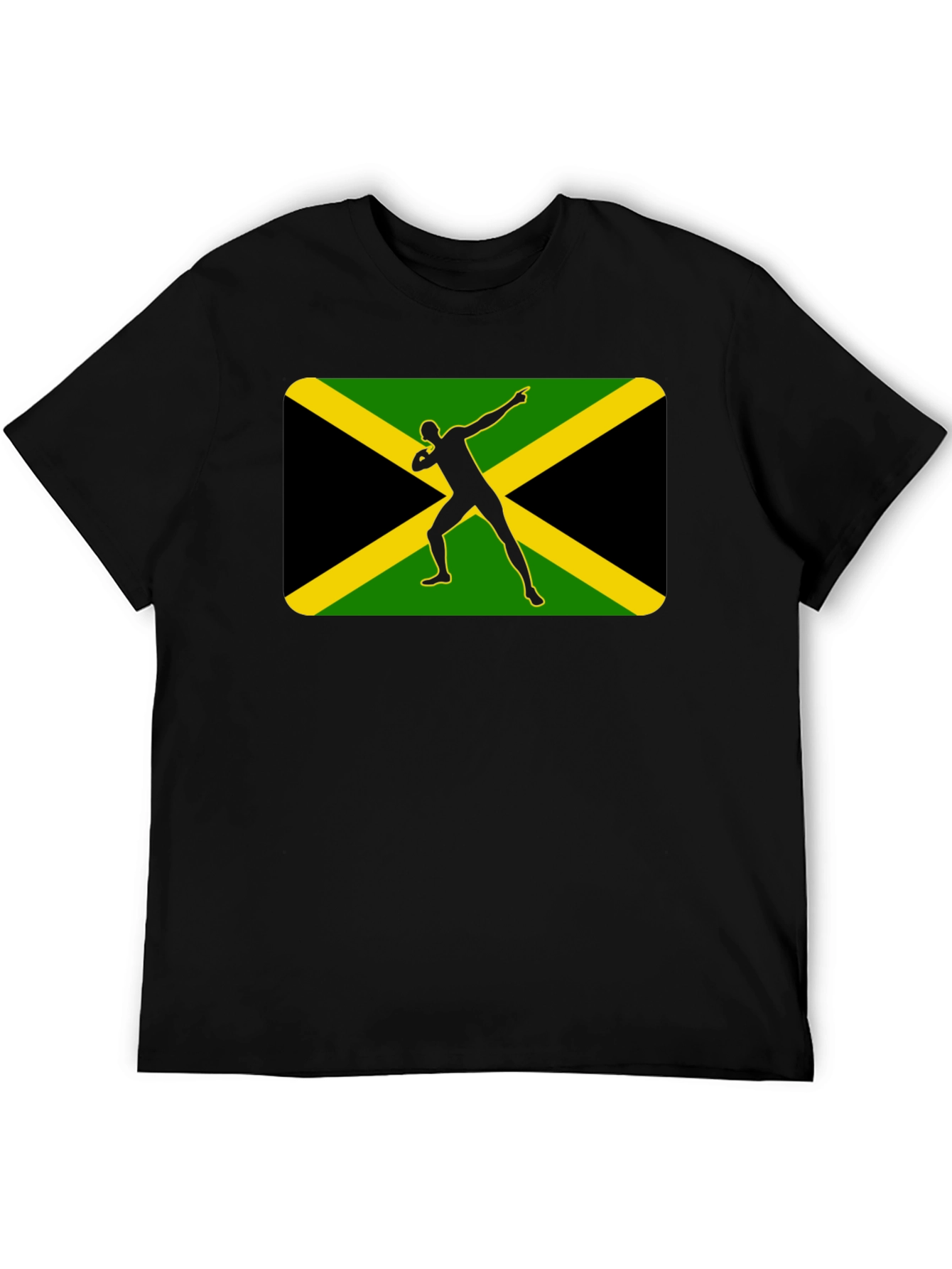 Jamaican Bolt T-Shirt: Black Cotton Tee