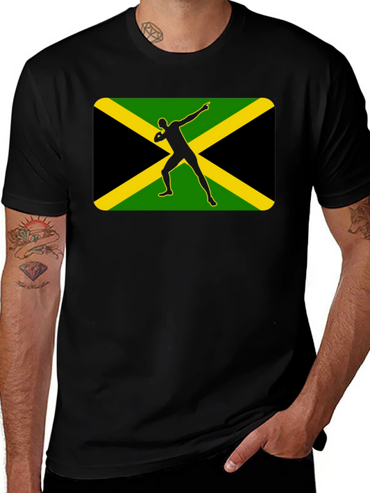 Jamaican Bolt T-Shirt: Black Cotton Tee