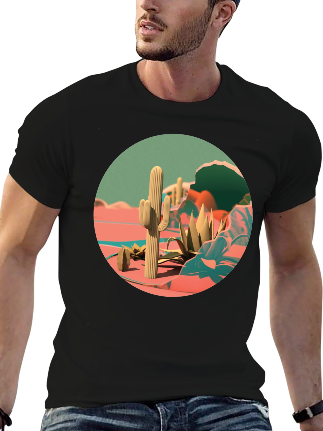 Desert Cactus Graphic Tee - Stylish Nature Print