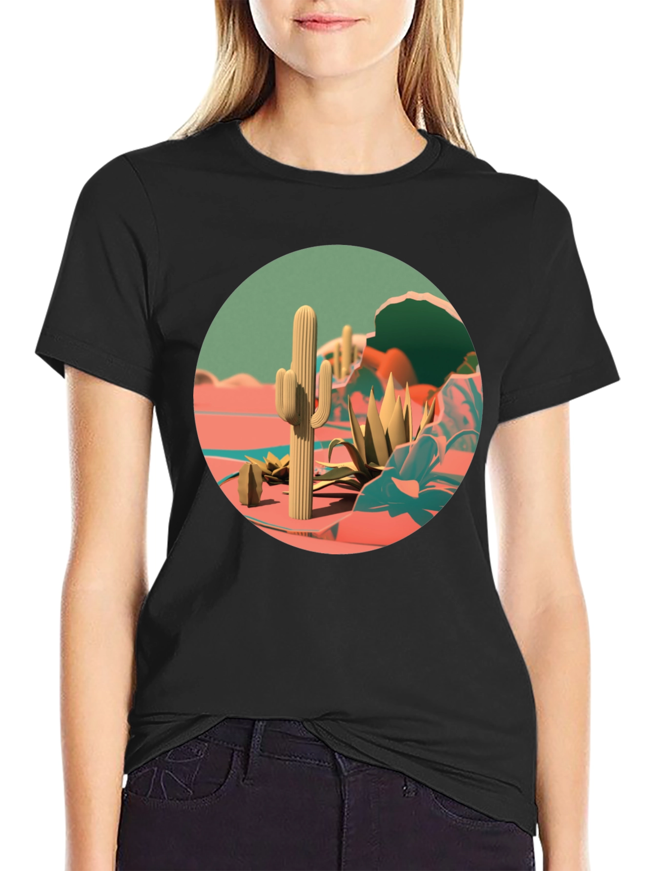 Desert Cactus Graphic Tee - Stylish Nature Print