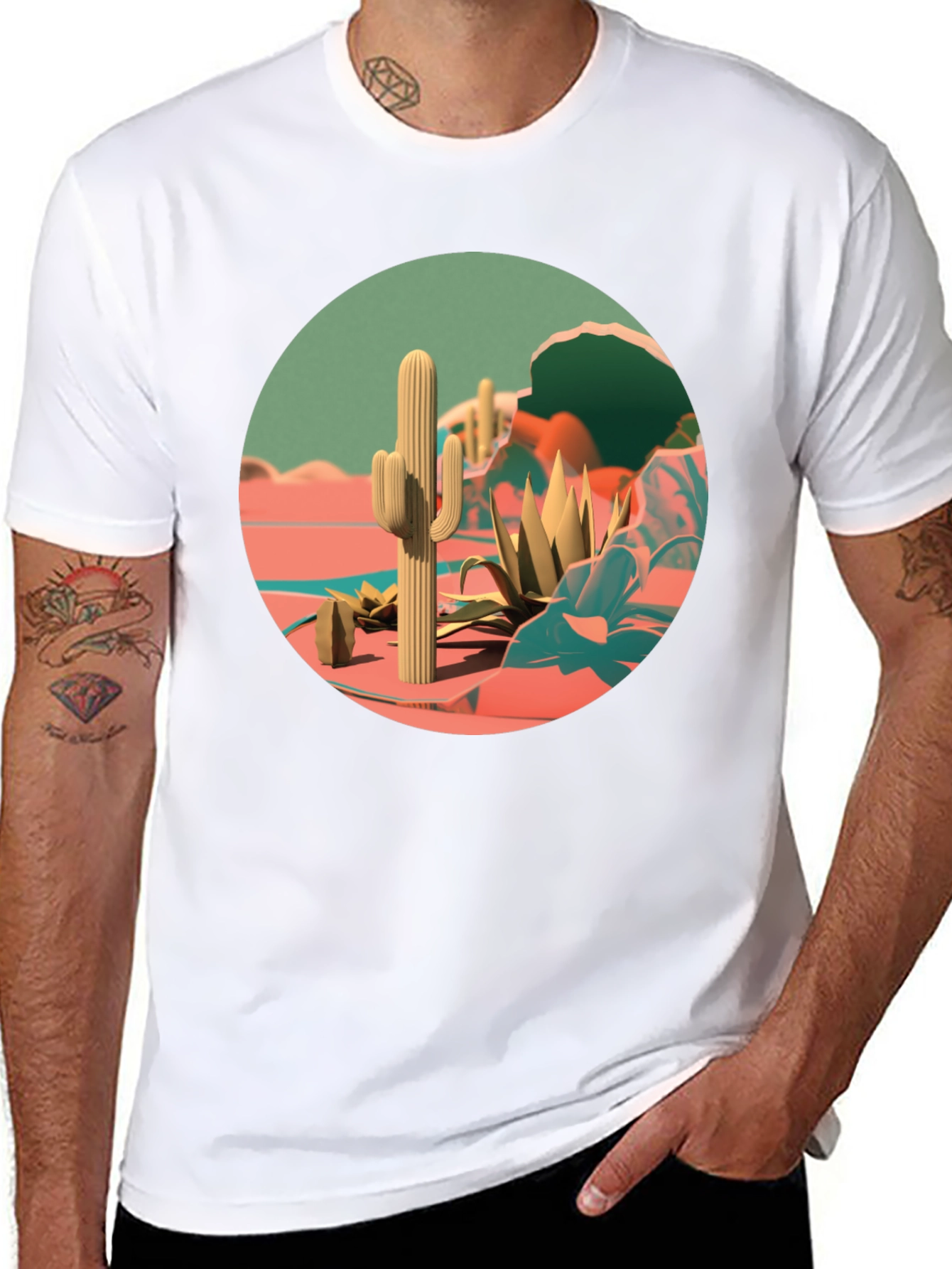Desert Cactus Graphic Tee - Stylish Nature Print