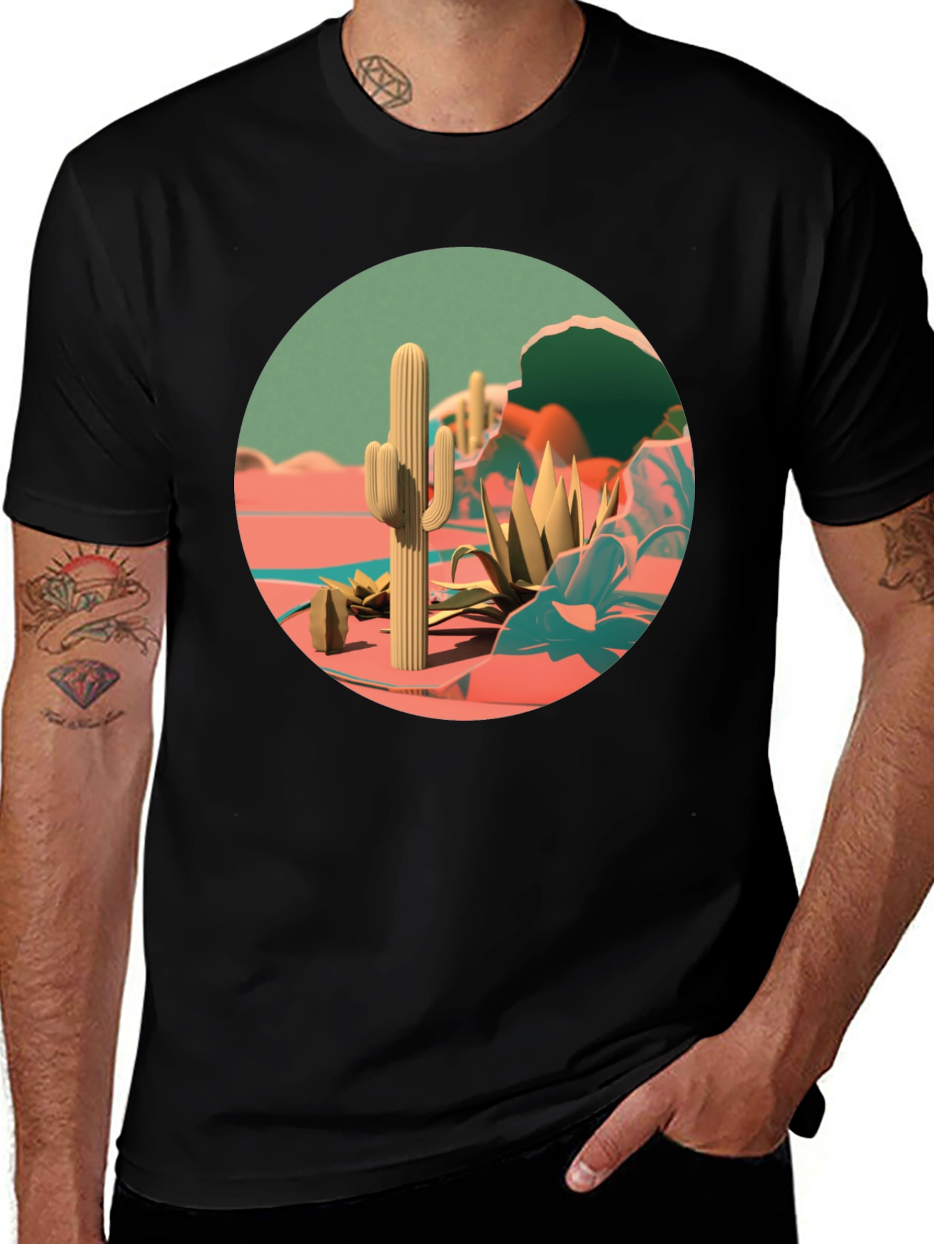 Desert Cactus Graphic Tee - Stylish Nature Print