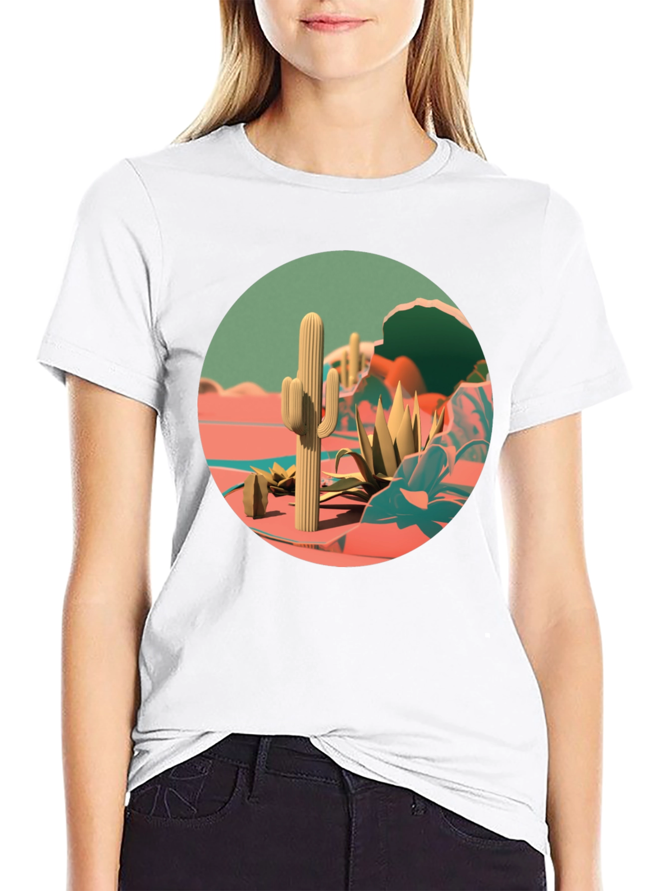 Desert Cactus Graphic Tee - Stylish Nature Print