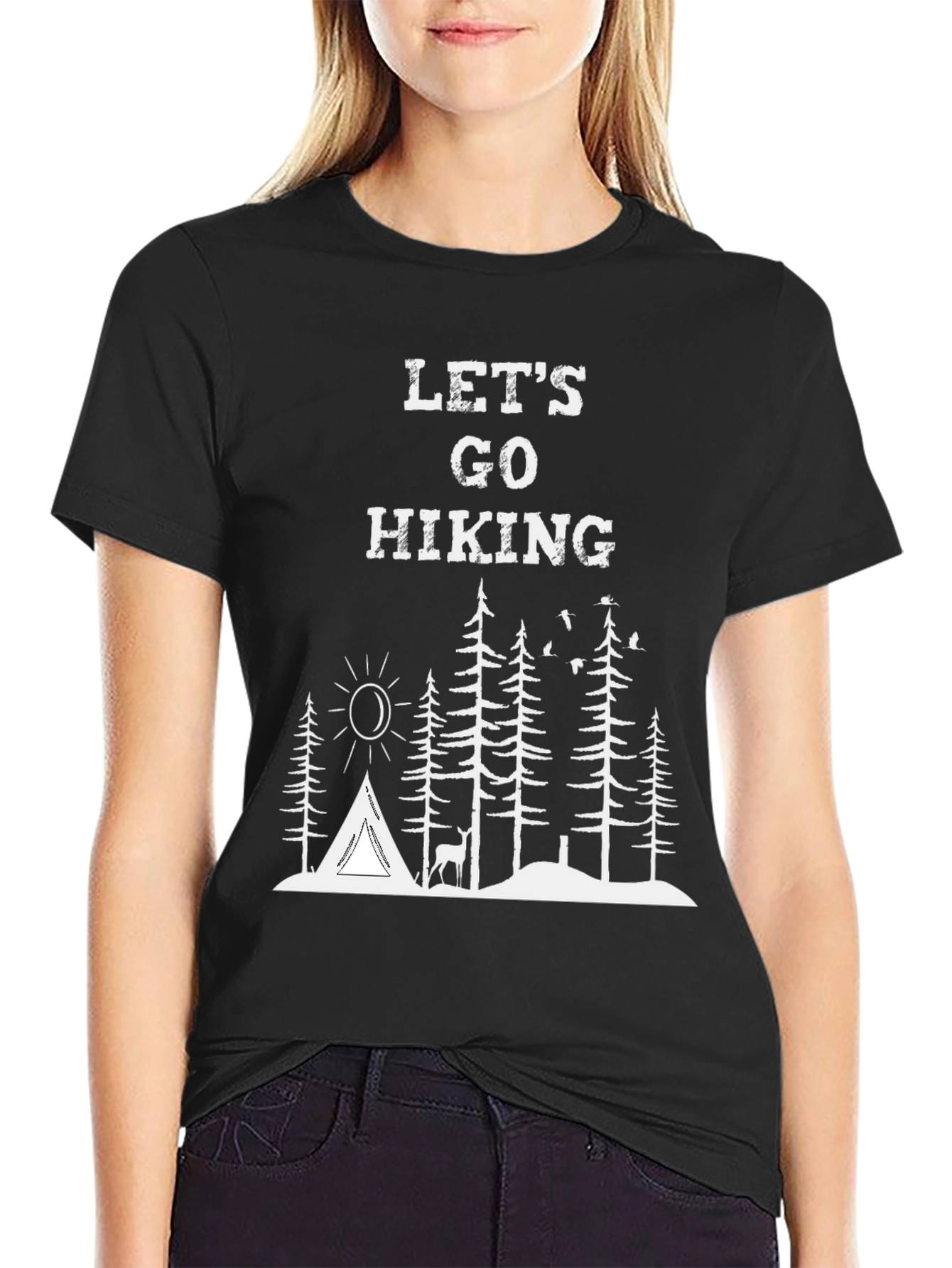 Lets Go Hiking Graphic Tee - Adventure Awaits!