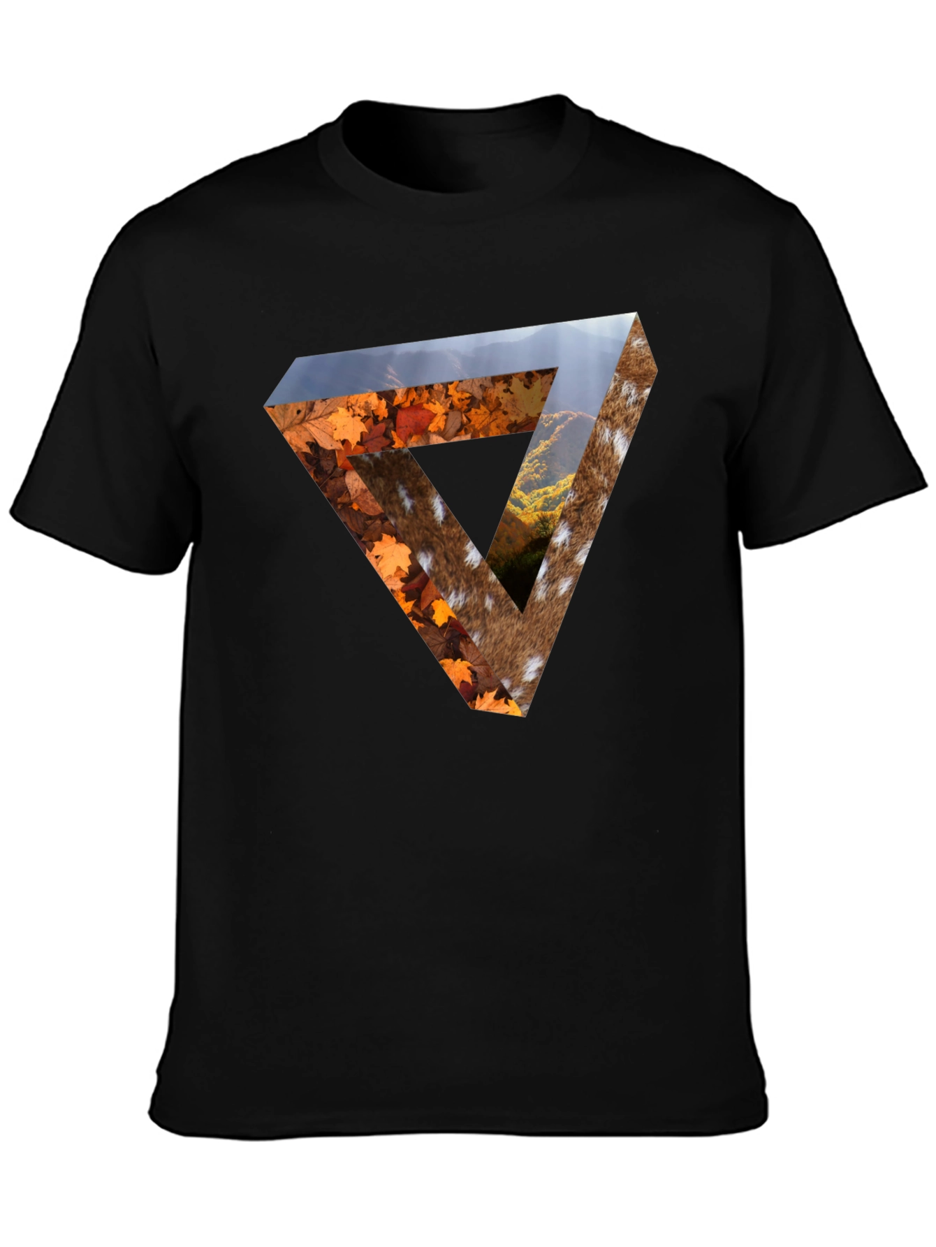 Nature Triangle Graphic Tee - Unique Optical Illusion Print
