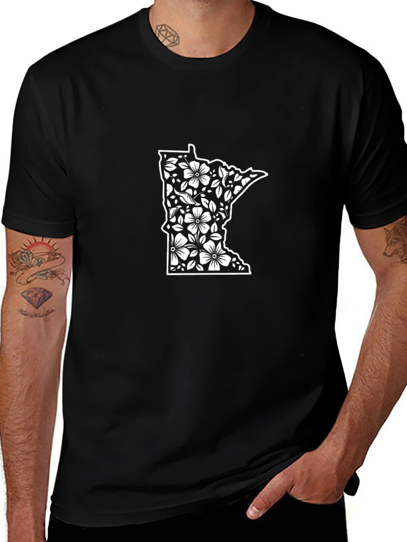Minnesota Floral State T-Shirt - Black