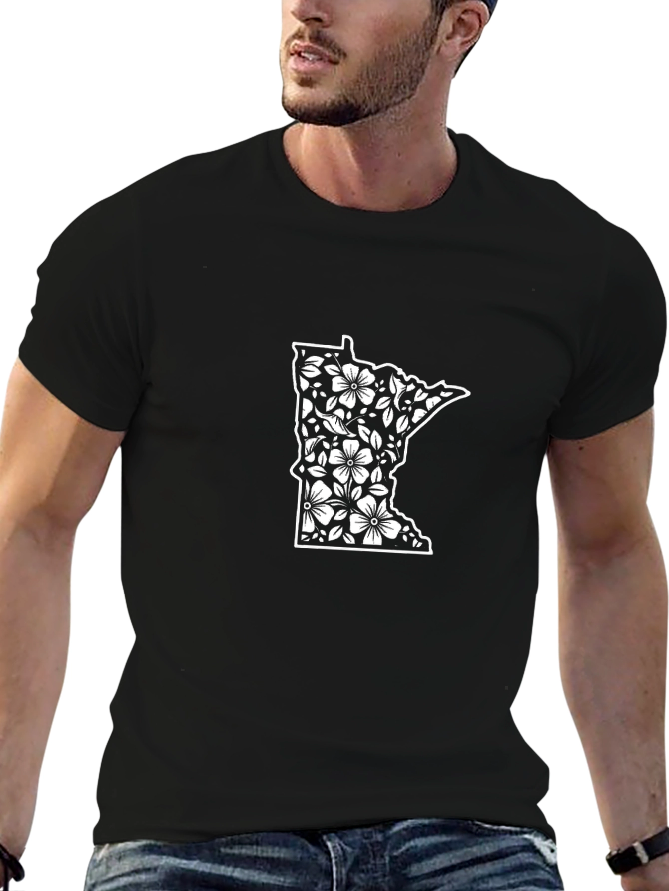 Minnesota Floral State T-Shirt - Black