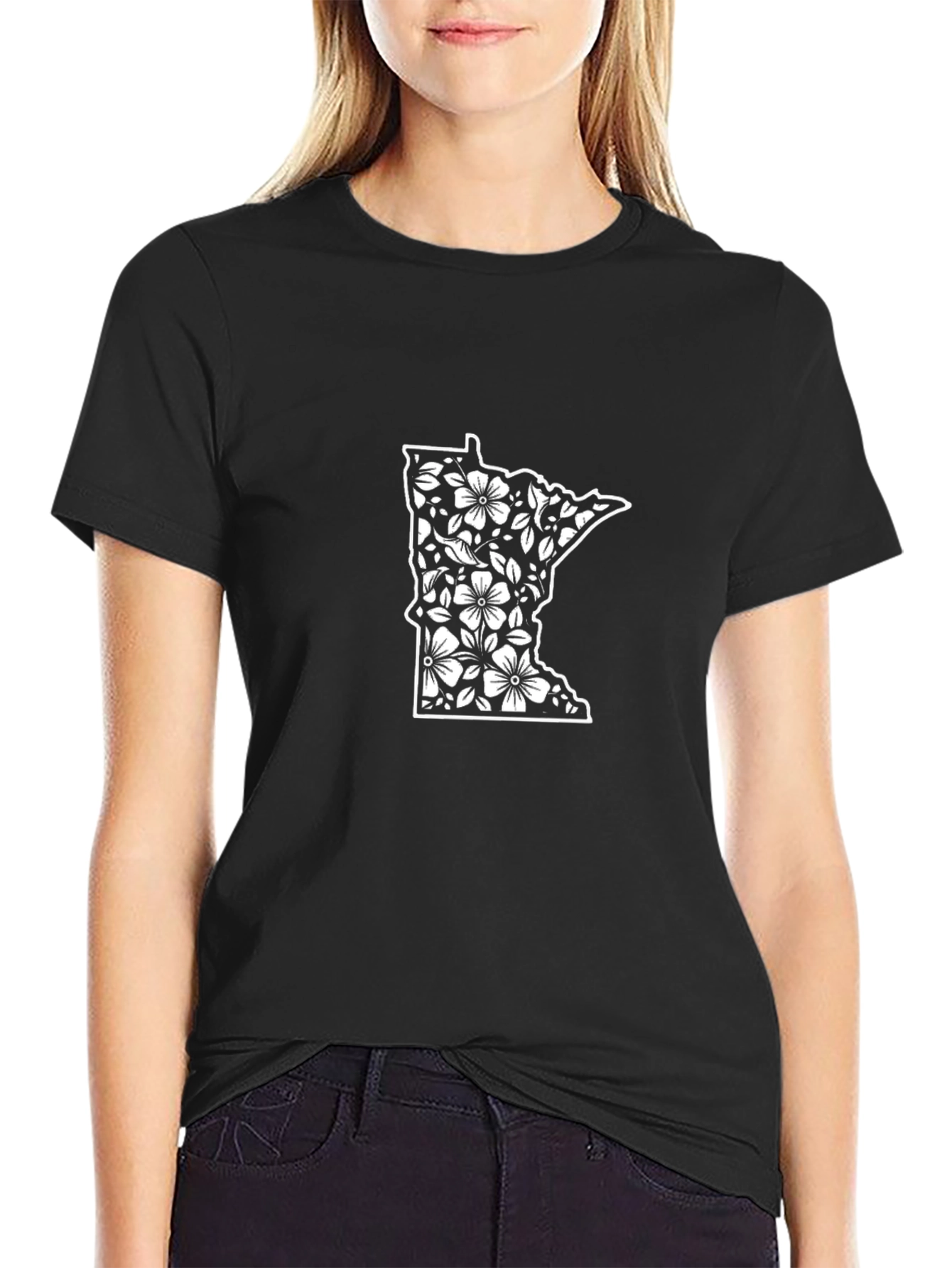 Minnesota Floral State T-Shirt - Black