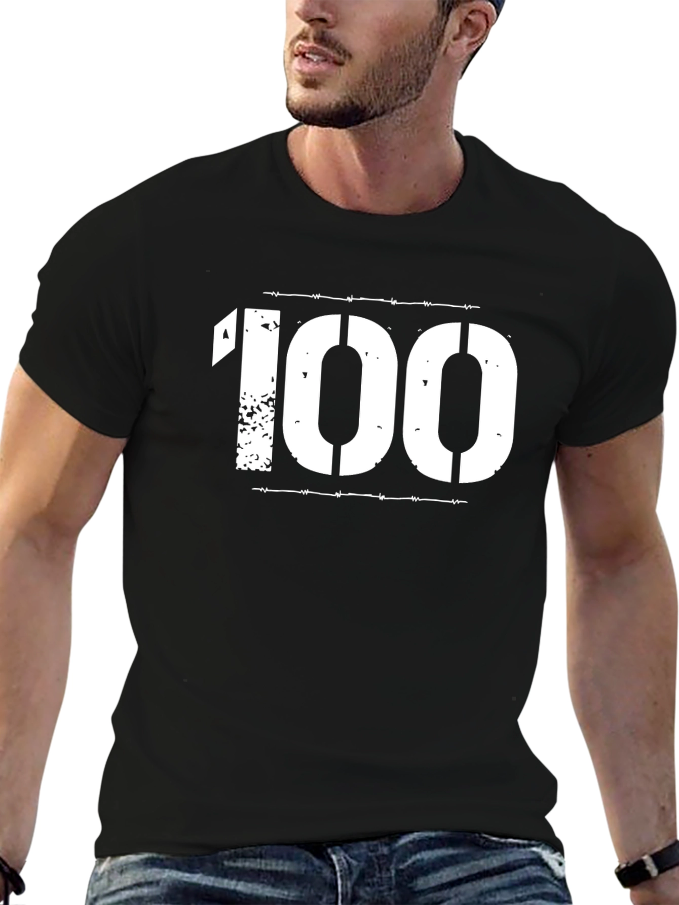 100 Barbed Wire Graphic Tee - Stylish Black T-Shirt