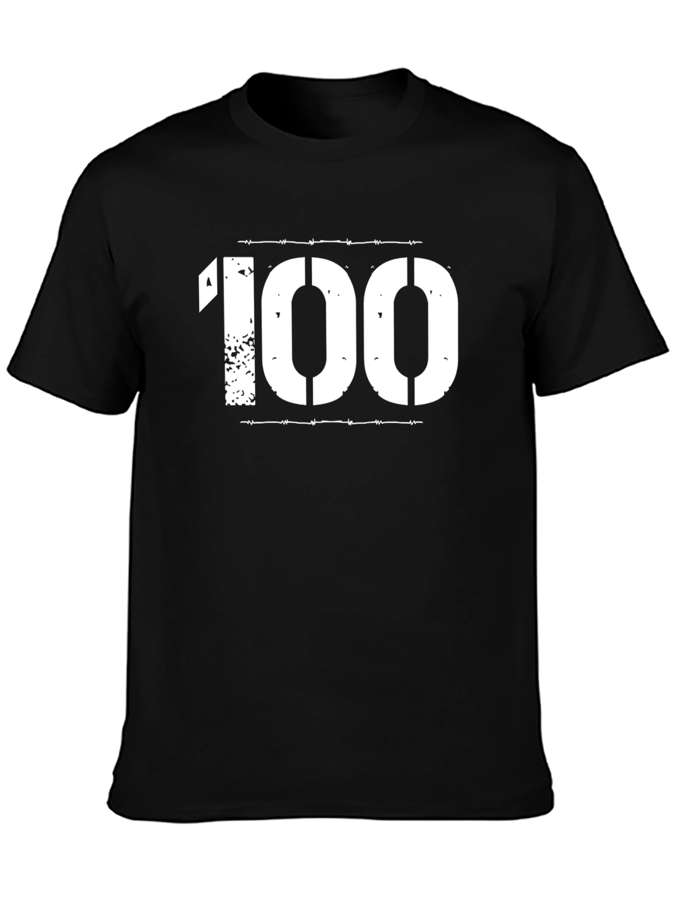 100 Barbed Wire Graphic Tee - Stylish Black T-Shirt