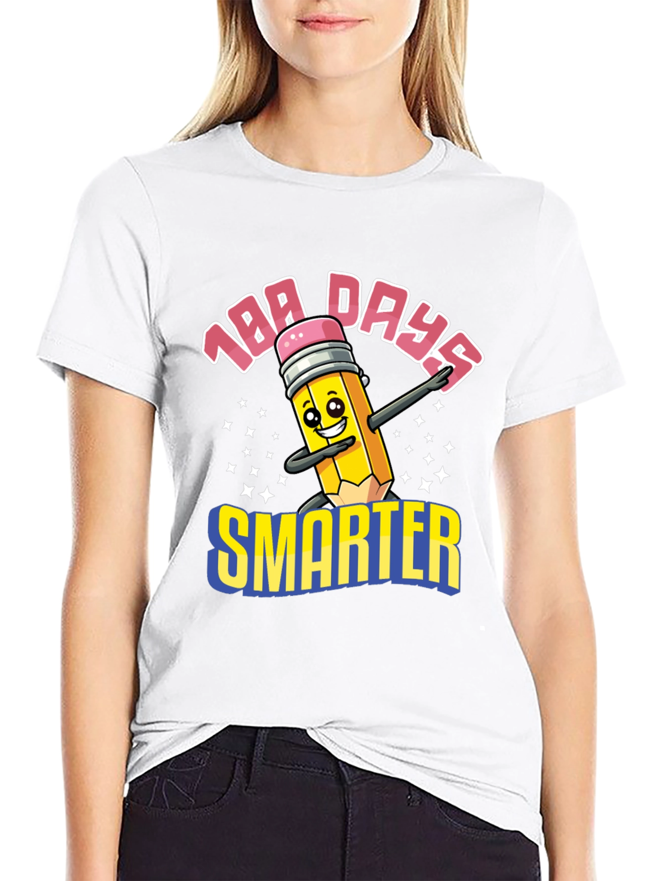 100 Days Smarter T-Shirt Fun Pencil Graphic Tee