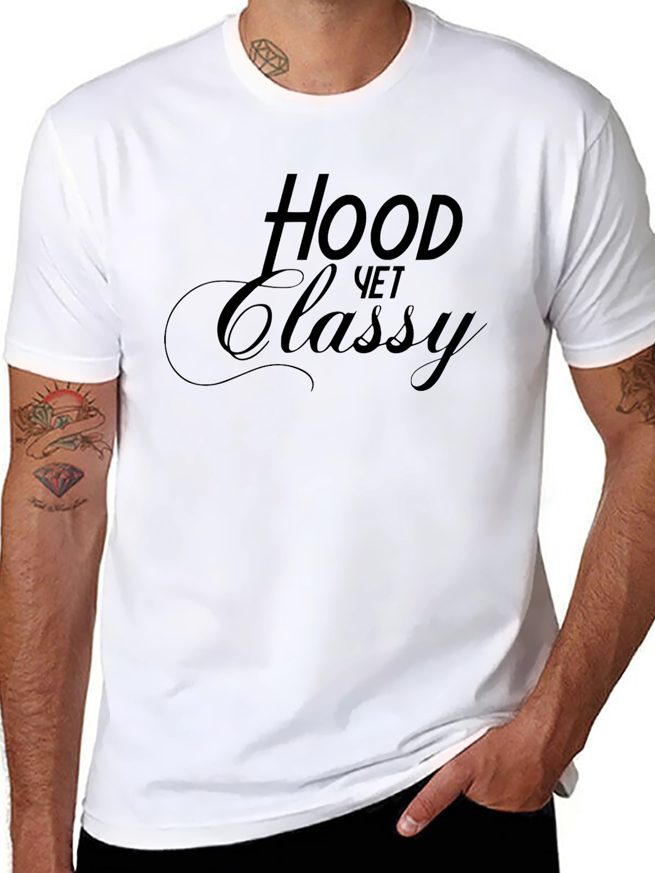 Hood Yet Classy Black Graphic T-Shirt