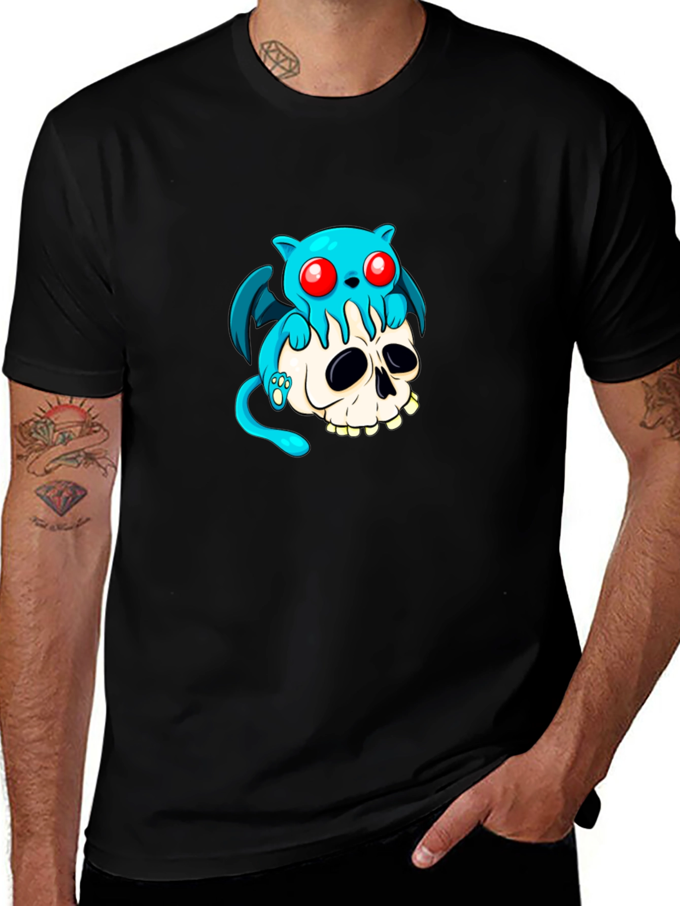 Skull and Blue Monster Graphic Tee
