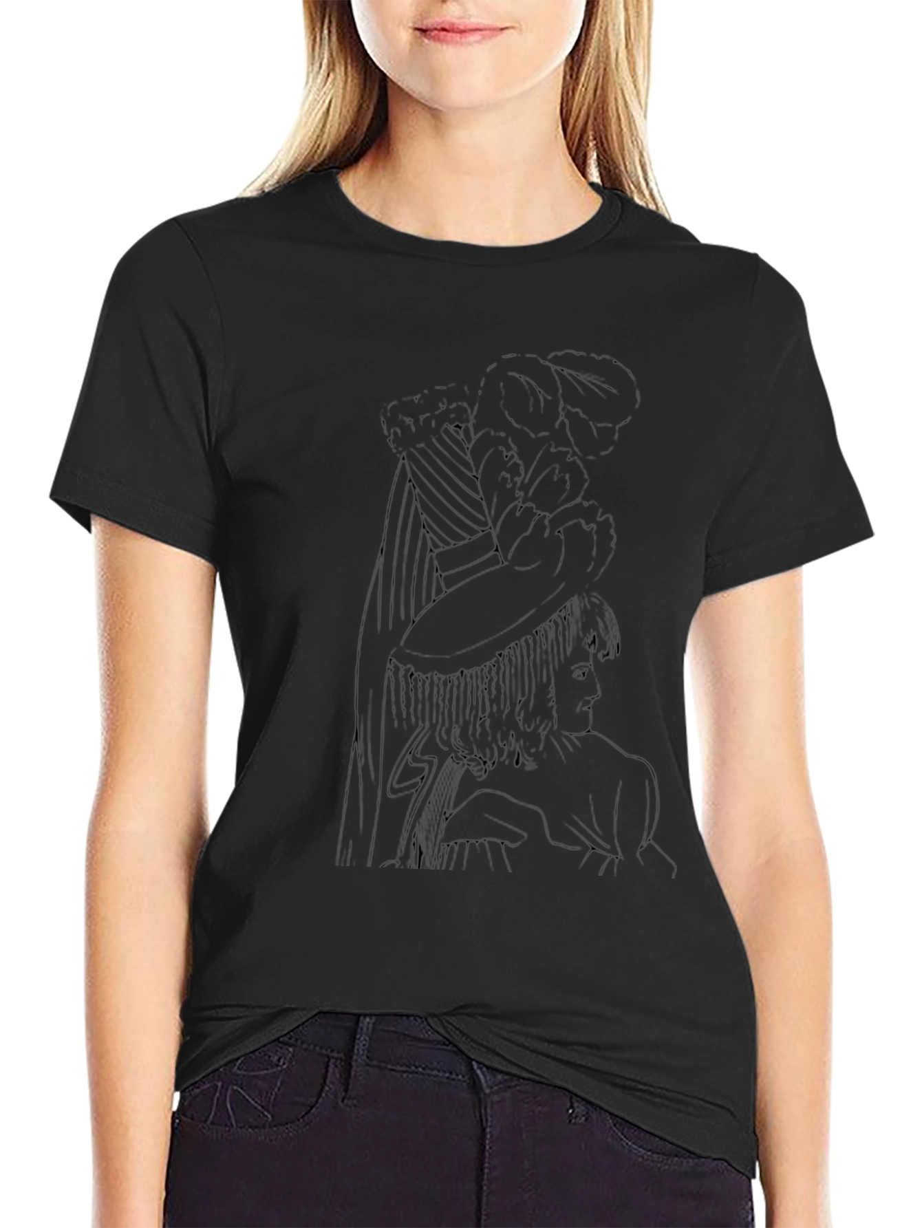 Elegant Black Line Art T-Shirt
